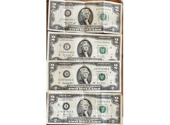 (4) Two Dollar Bills Series 1976, (2) 2003 A, 2013