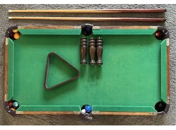 Vintage Miniature Pool Table With Accessories (as Is)