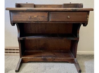 Vintage Dark Wood Solid Pine Desk (as Is)