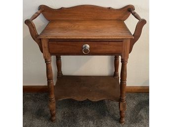 Antique Washstand With Cherry Drawer And Back And Oak Top