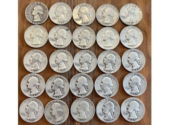 (25) Pre 1964 Assorted Dates 1935-1963 Silver Quarter Coins