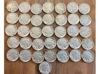 (36) Buffalo Head Nickel Coins 1929-1930's Assorted Dates