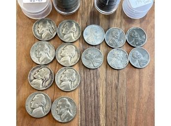 (33) 1943 Steel Wheat Back War Time Penny Coins And (43) War Time Nickel Coins 1942-1945