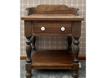 Solid Pine Colonial Style Side Table Single Drawer With Porcelain Handles