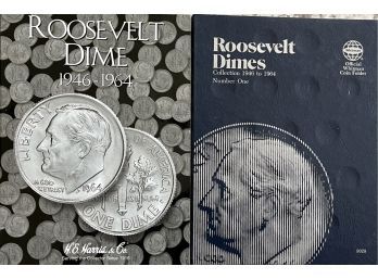 (2) Roosevelt Dime Coin Books Each Partially Complete - 1946-1964 With 56 Coins