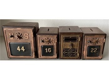 (4) Warts Works Of Wood Handmade Wooden Puzzle Coin Banks