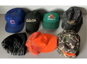 (7) Assorted Hats And Beanies - Cub's, Cabela's, Remington, & More