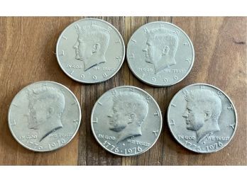 (5) Kennedy Half Dollar Coins, (3) Bicentennial (1) 1998 (1) 1996