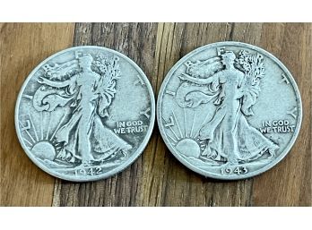 (2) Walking Liberty Half Dollar Coins 1942 & 1943