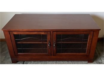 Wood And Veneer Glass Front Media Cabinet