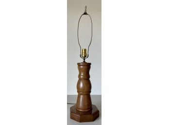 Vintage Solid Wood Base Lamp Tested And Turns On