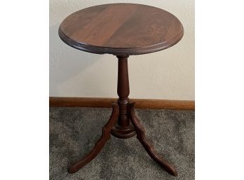 Antique Cherry Wood Round Three Legged Table/ Plant Stand