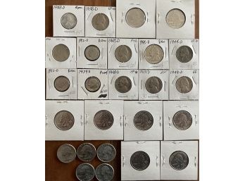 Large Collection Of State Quarter Coins, Vintage Nickels And Dimes