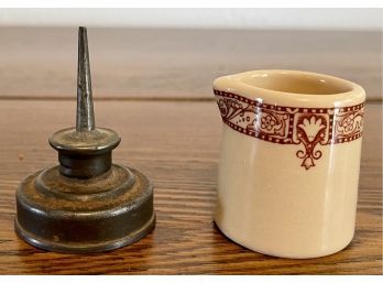 Inca Ware Shenango Creamer And Eagle PA Miniature Oil Can