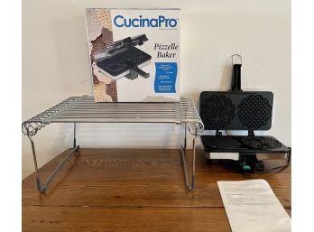 CucinaPro Pizzelle Maker In Original Box With Expandible Cooling Rack