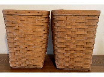 (2) Longaberger 1987 And 1988 Medium Size Woven Waste Baskets