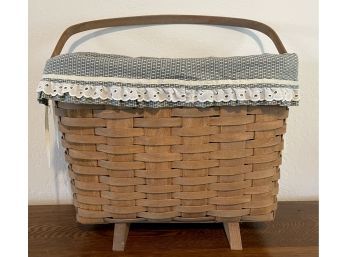 Longaberger 1985 Magazine Basket With Feet And Material Liner