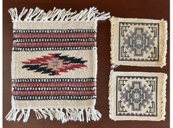 (3) El Paso Saddleblanket Co Wool & Cotton Miniature Rugs