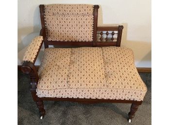 Victorian Stick & Ball Gossip Bench On Casters