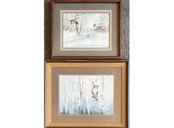 (2) Vintage Jenson Watercolor Goose/duck Prints