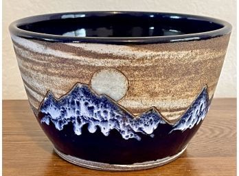 Arne 2005 Studio Pottery Mountain Scene Bowl