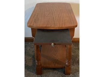 Vintage Hammary Solid Wood Side Table With Pull Out Tray