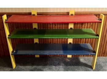 Vintage Handmade/painted Primary Color Wooden 3-tier Shelf