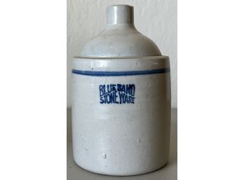 Vintage Small Blue Band Stoneware Crock