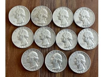 (11) 1964 Silver Washington Quarter Coins