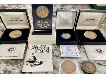 1978 National Medal, (2) Bicentennial Medals, Susan B. Anthony Proof, Town Of Normal, And Illinois