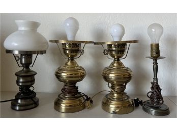 (4) Assorted Brass Table Lamps ( As Is)