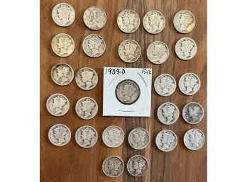 Collection Of Mercury Dime Coins Assorted Dates 1916-1945