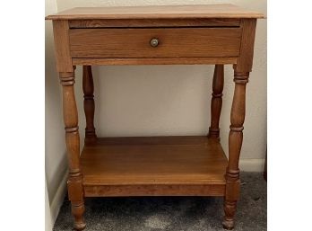 Vintage Walnut Single Drawer Side Table With Bottom Shelf