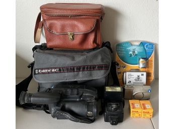 Assorted Camera Lot - Quasar Model VML457, Olympus Stylus 150, Kodak C400, And More