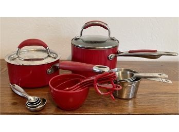 Kitchen Lot - Kitchenaid Pots With Lids, Measuring Cups, And Spoons