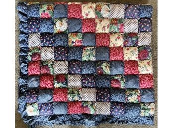 Vintage 85 X 92 Inch Floral Puff Quilt