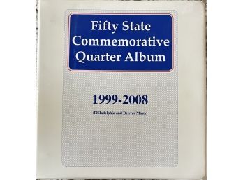 50 States Commemorative Quarter Album 1999-2008 Philadelphia And Denver Mints Complete With 100 Coins