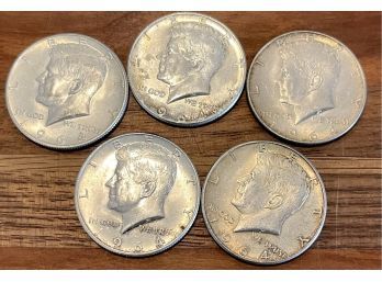 (5) 1964 90 Percent Silver Kennedy Half Dollar Coins