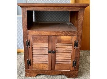 Vintage Wood 2 Door Cabinet With Wrought Iron Hinges