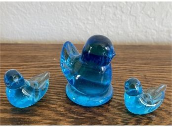 (3) Vintage Lee Wards Art Glass Birds 1991 And 1993