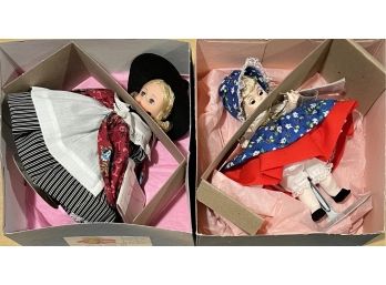 Madame Alexander 'mother Goose' 427 And 'gretel' 454 With Tags, Stand, And Original Boxes