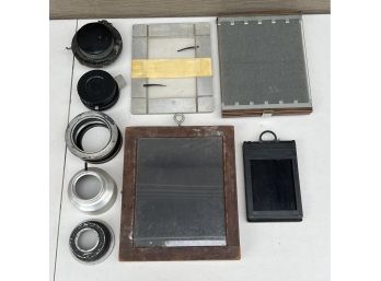 Eclectic Film Lot Including Proof Maker, Vintage Lens Mounts, Grafmatic Film Holder, And More