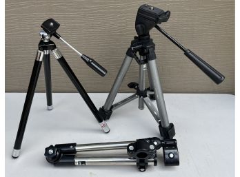 (2) Adjustable Height Tripods 39 And 30 Inch With Flash Reflector Holder