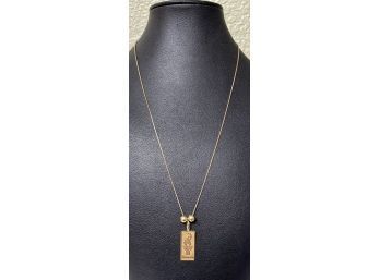 1992 ACOG MA 14k Gold Atlanta 1996 Olympic 100 Year Pendant And A 10k Gold Box Chain Italy - 4.8 Grams Total