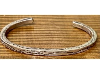 Sterling Silver Navajo Stamped Cuff Bracelet -  15 Grams