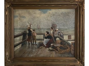 Original John W. Burglund 1915 Original Oil On Canvas In Custom Frame