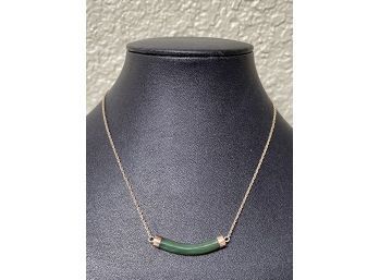 14k Gold And Jade Speidel 14' Necklace - 4.5 Grams Total