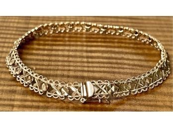 Vintage 10k Yellow Gold XO Filigree 7.5' Bracelet - Weighs 6.4 Grams