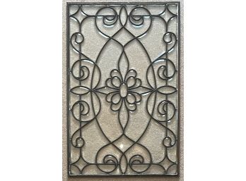 Late 1800's 22 X 34 Inch Beveled Glass And Metal Panel