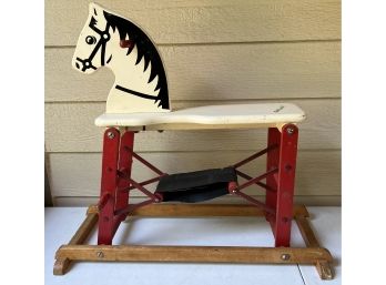 1950's Safe-t-colt Wooden Rocking Glider Horse